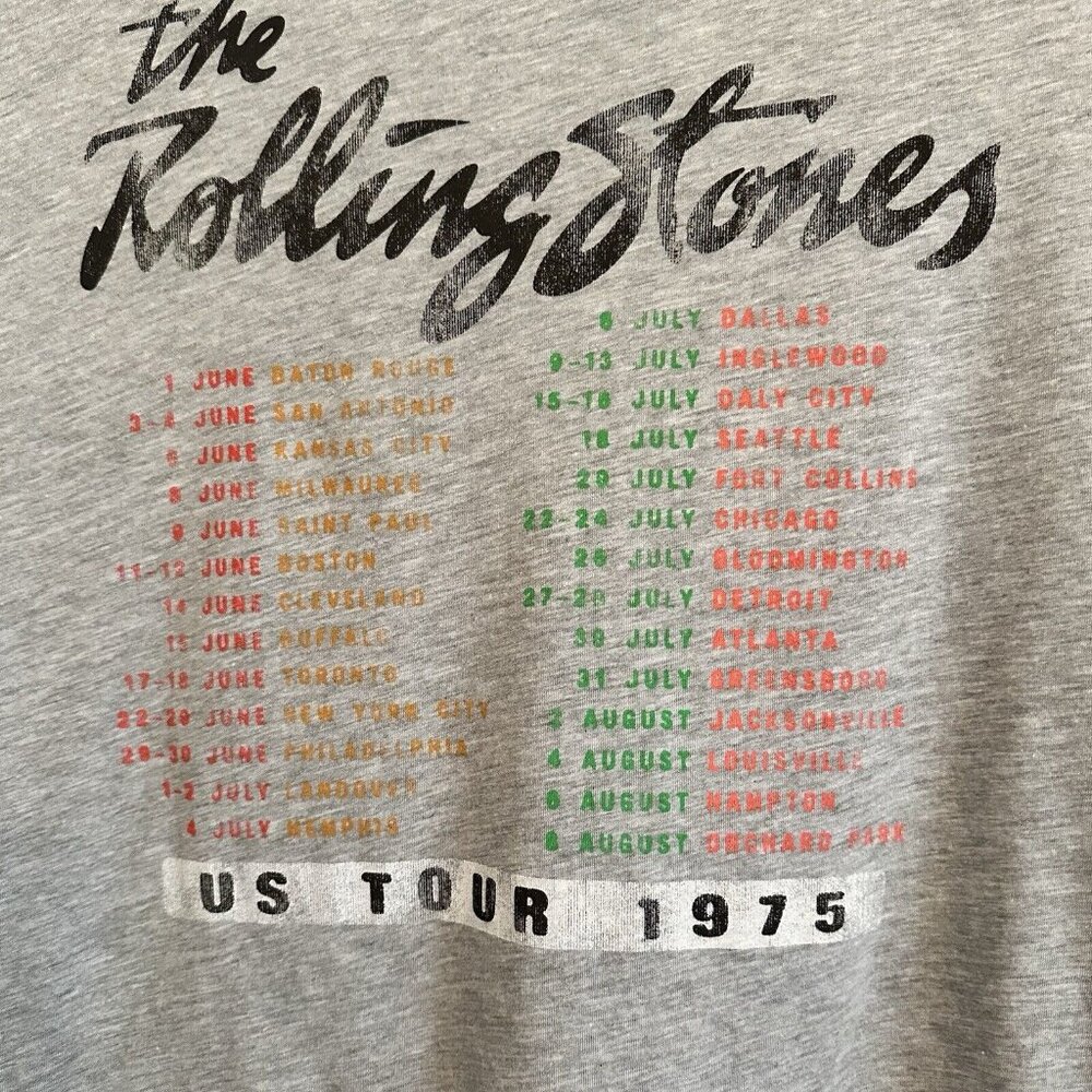 Rolling Stones Women’s T-Shirt 2XL Distressed 1975 Tour Gray NWT - Picture 4 of 11